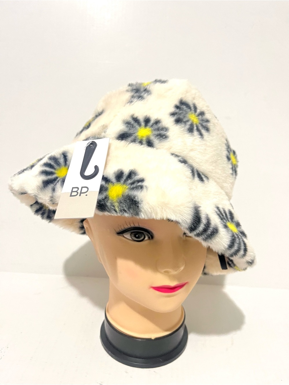 bp Plush Floral Bucket Hat in White, Gray & Yellow